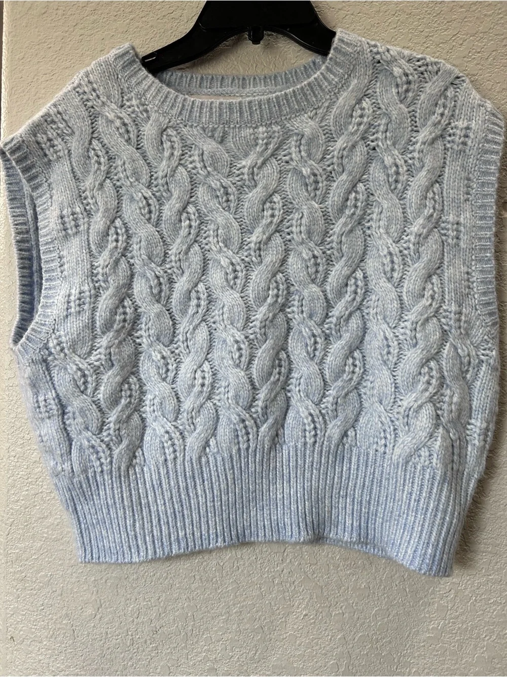 Sincerely Jules Cable Knit Sleeveless Sweater Vest - Light Blue